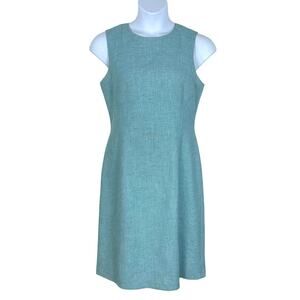 David Meister Textured Sheath Dress Sleeveless Size 12 Blue Career Office